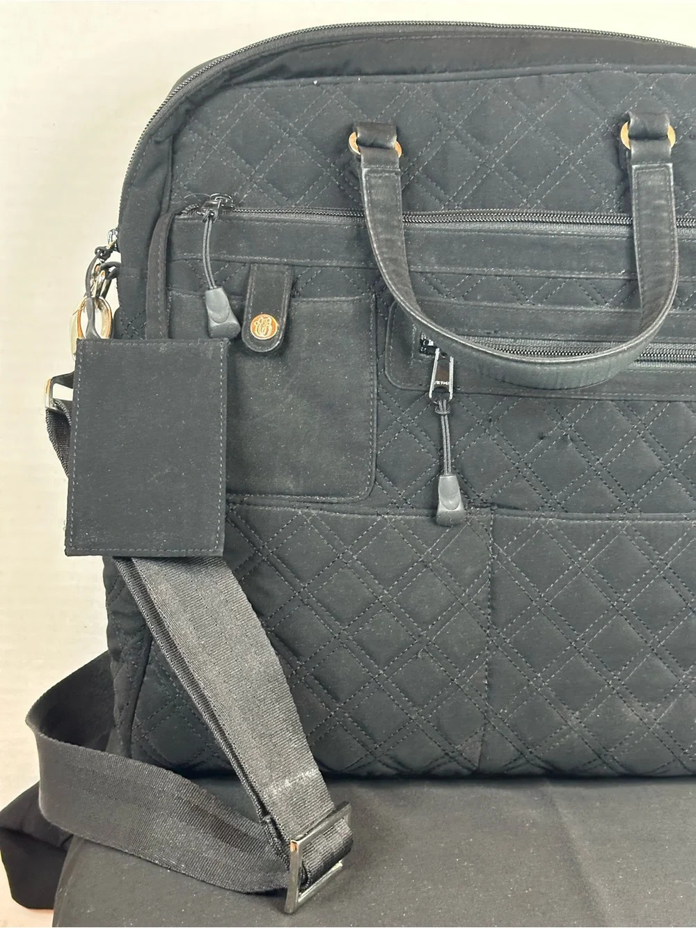 Vera Bradley Black Quilted Laptop Bag with Shoulder Strap